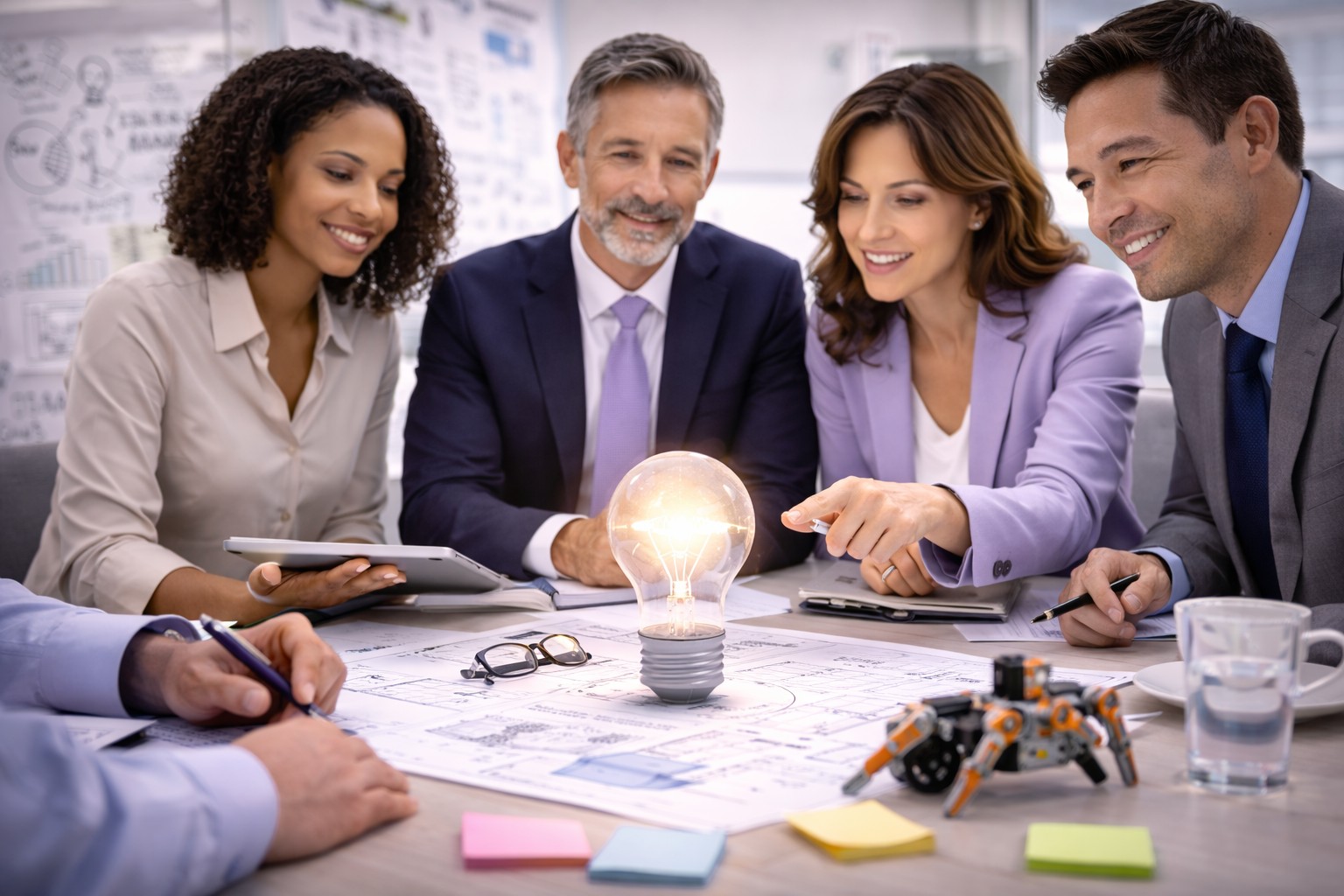 Innovation team collaborating on new ideas